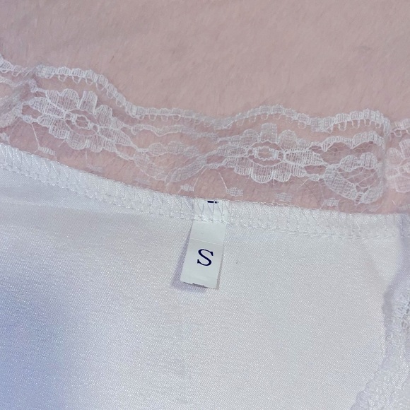 SHEIN Lace Trim Satin Top - Picture 6 of 6